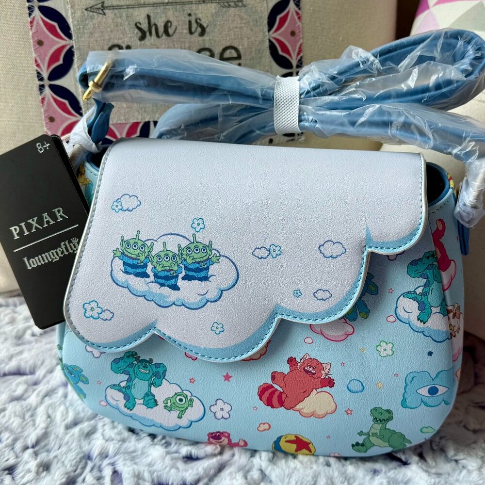 LOUNGEFLY - Disney Pixar Characters in the Clouds Mashup Crossbody
